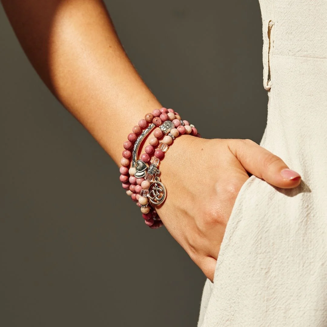 108 Natural Rhodochrosite Mala Beads - Image 11