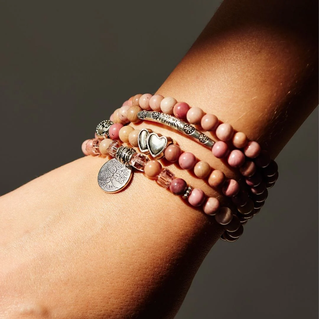108 Natural Rhodochrosite Mala Beads - Image 12