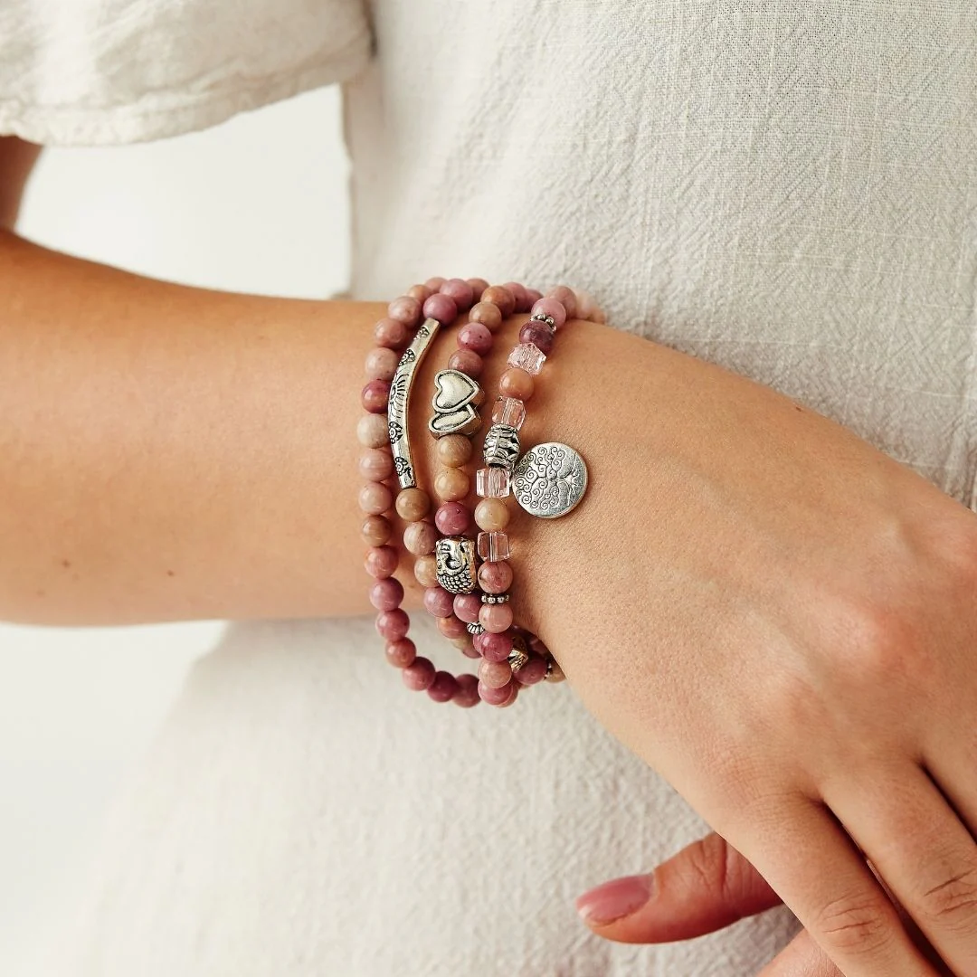 108 Natural Rhodochrosite Mala Beads - Image 13