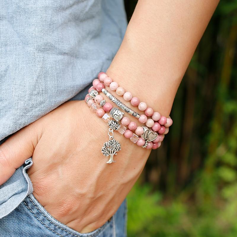 108 Natural Rhodochrosite Mala Beads - Image 4