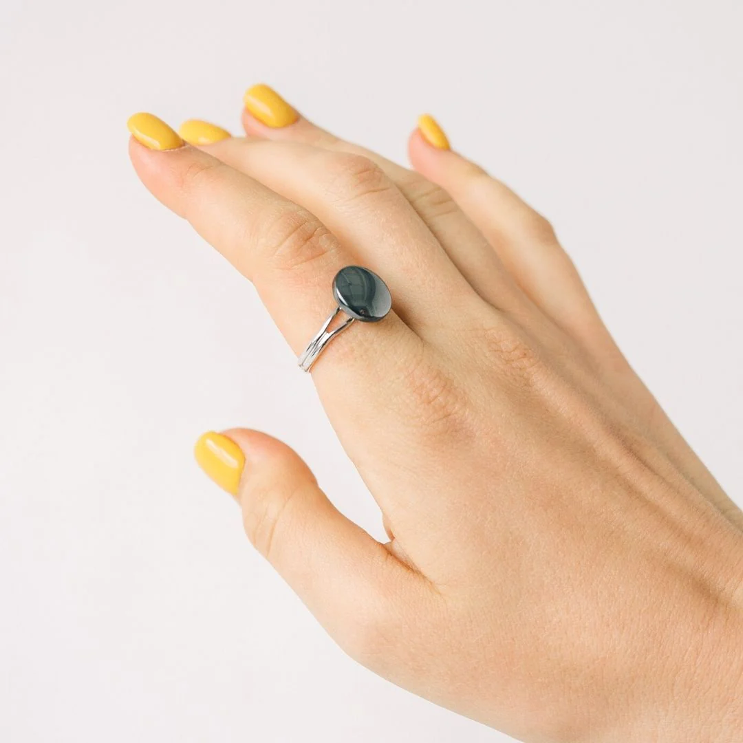 Adjustable Hematite Crystal Ring - Image 3