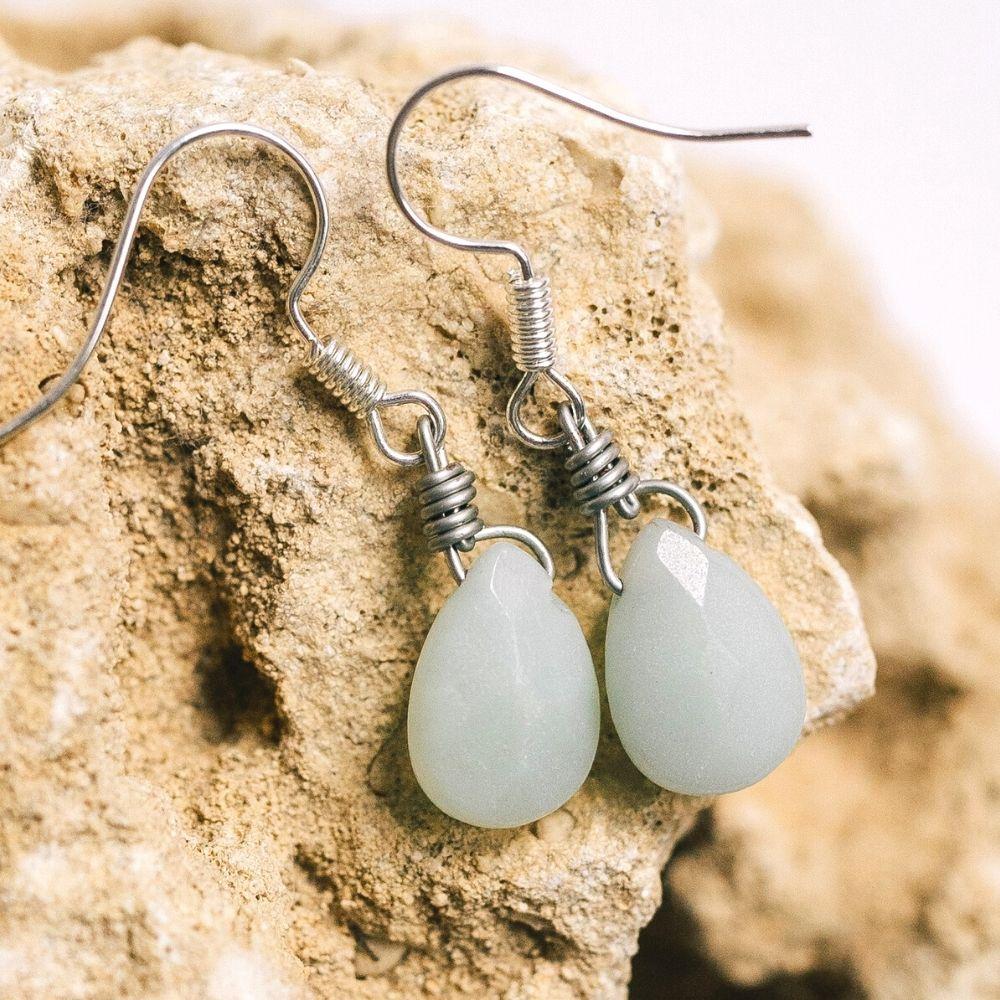Amazonite Teardrop Earrings - Image 3