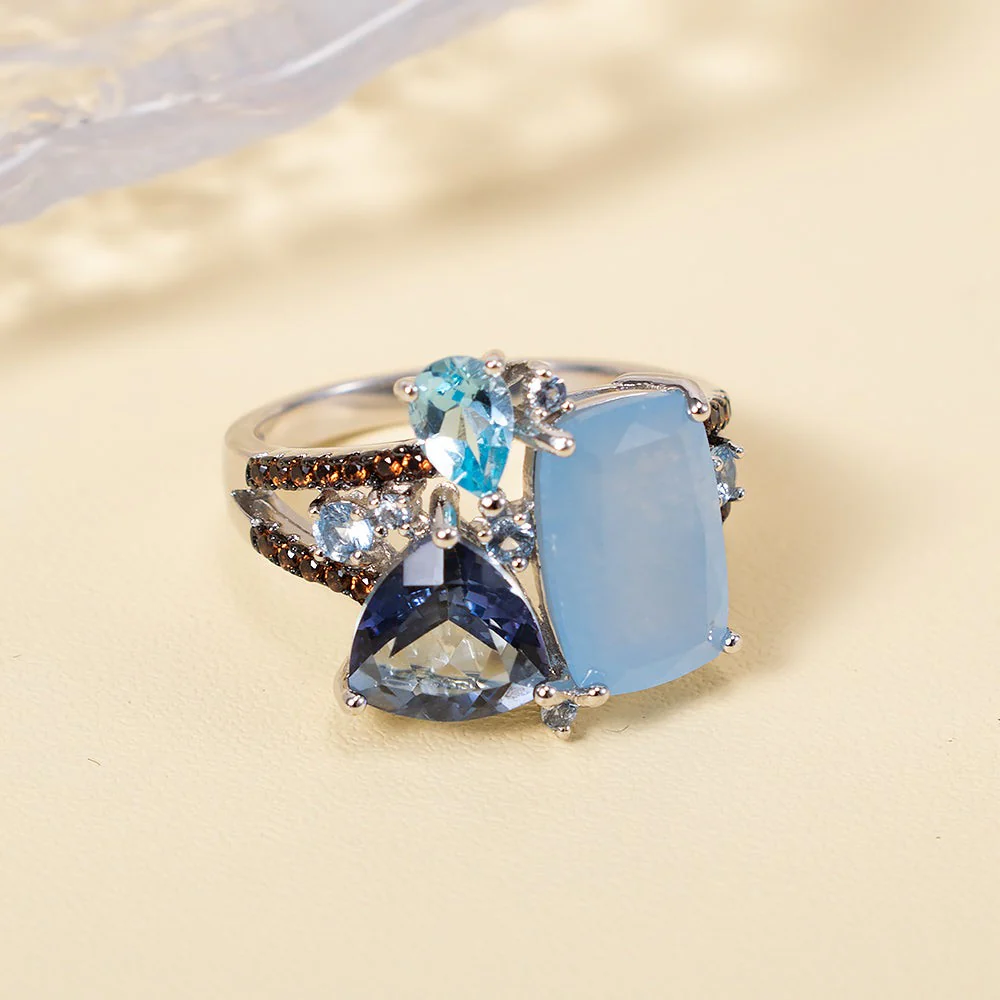 Aqua Blue Chalcedony Ring - Image 3
