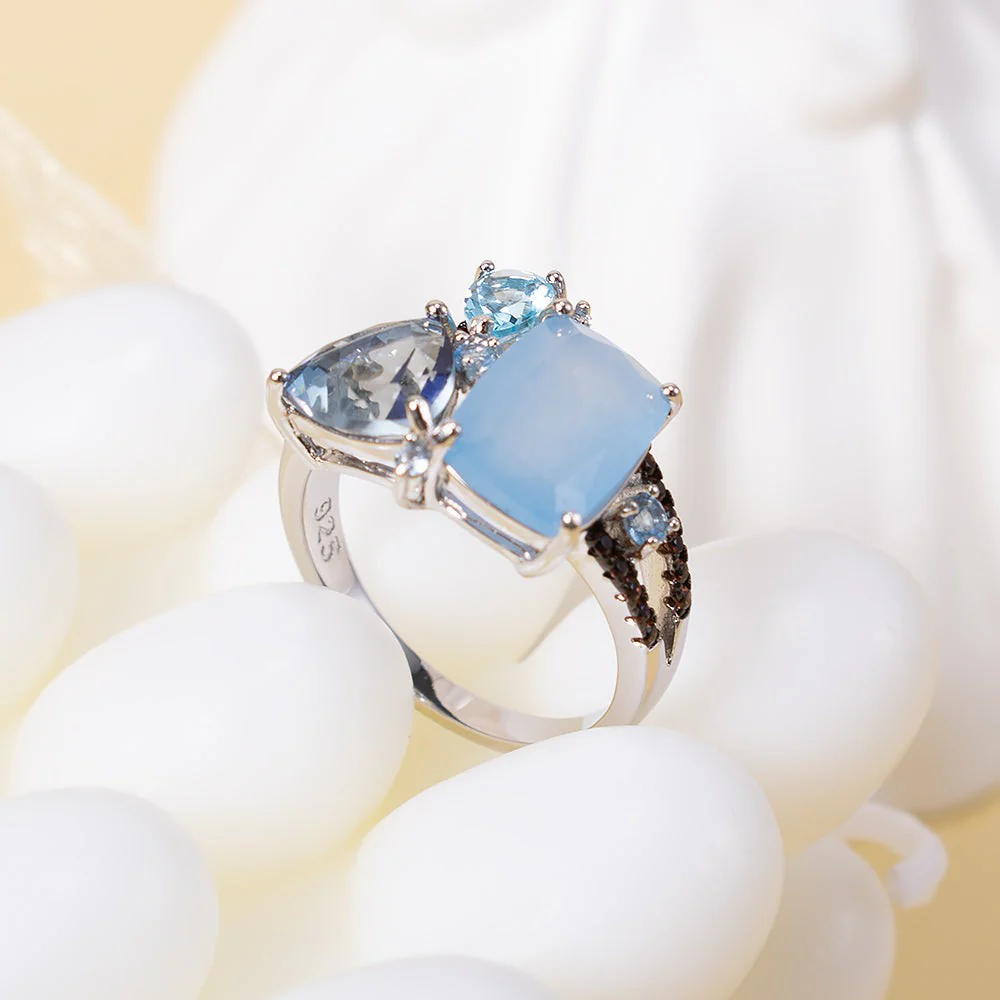 Aqua Blue Chalcedony Ring - Image 5