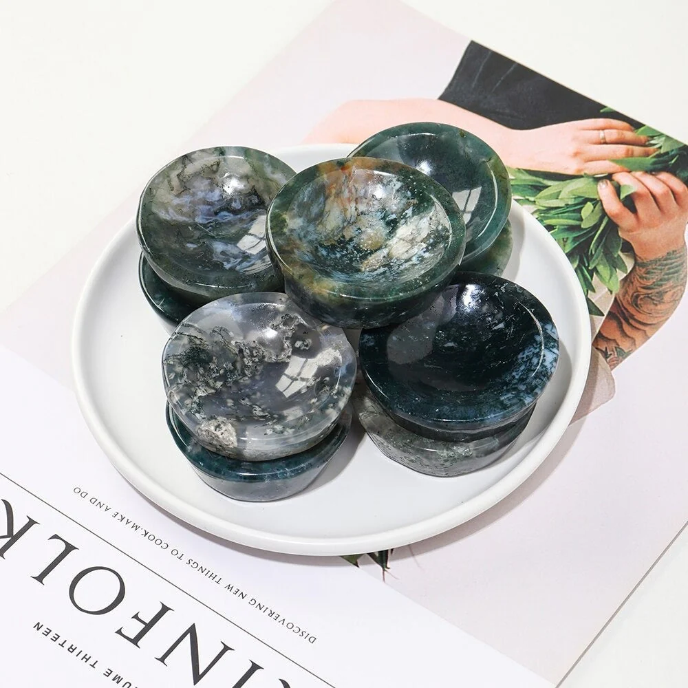 Aquatic Moss Agate Crystal Bowl - Image 2