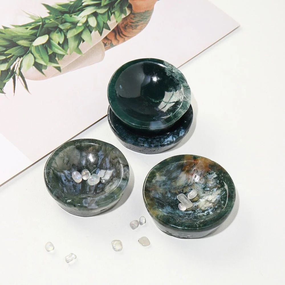 Aquatic Moss Agate Crystal Bowl - Image 3