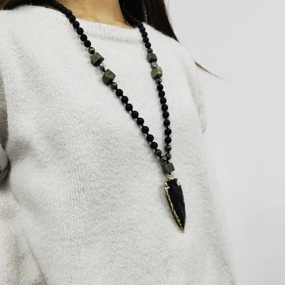 Black Obsidian Arrowhead Crystal Necklace - Image 4