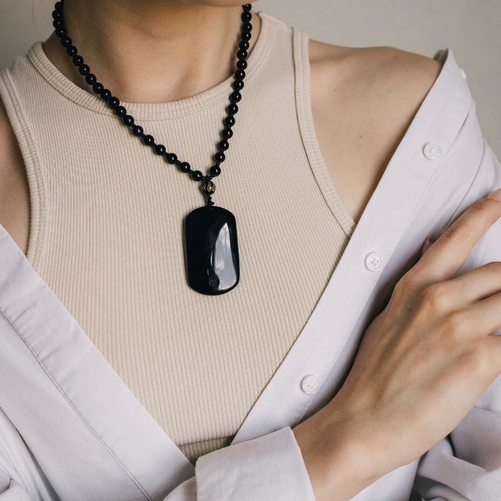 Black Obsidian Beads Protection Necklace - Image 3