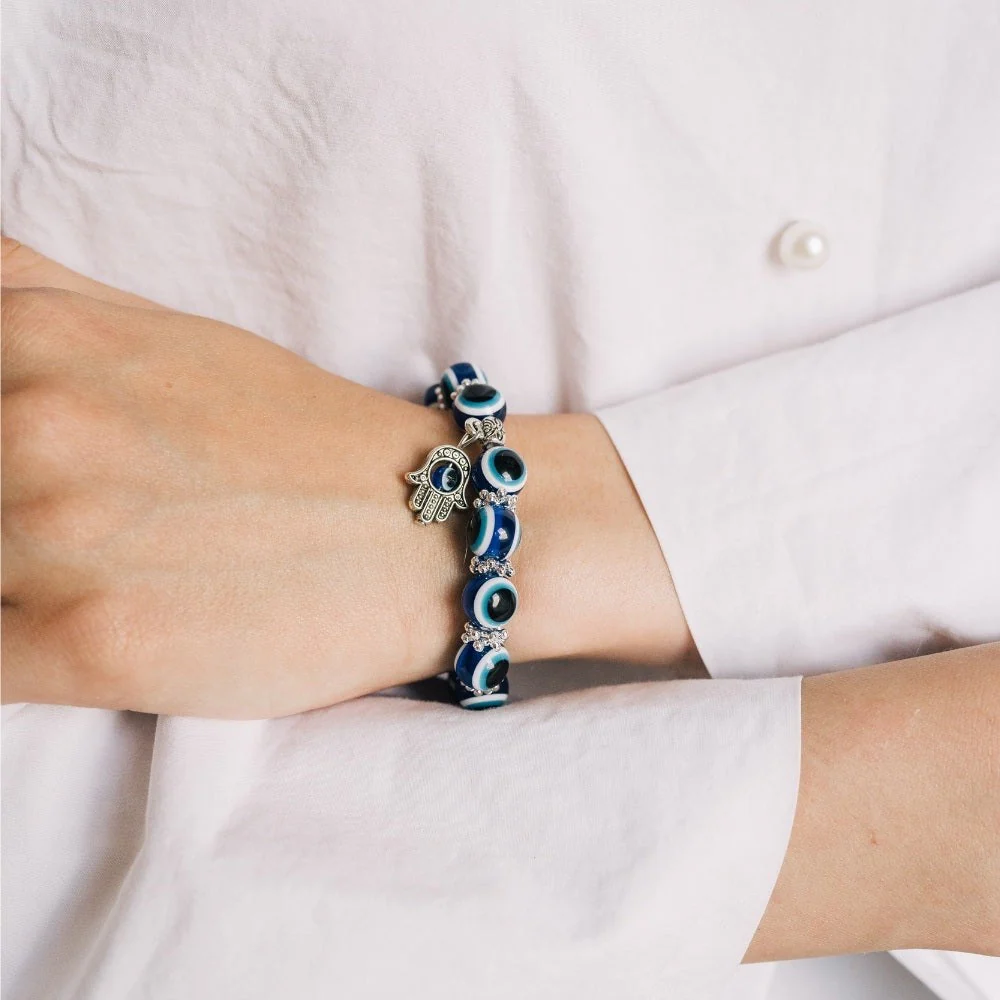 Blue Hamsa Hand Evil Eye Bracelet - Image 4