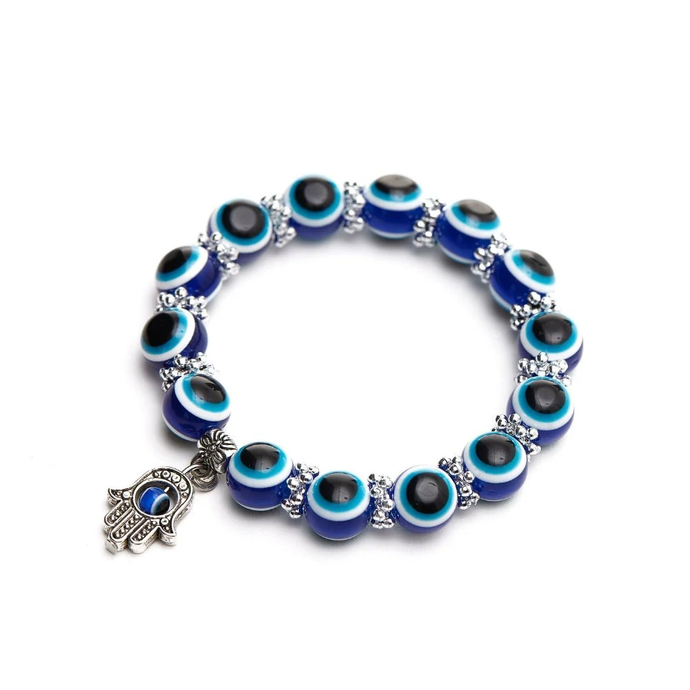 Blue Hamsa Hand Evil Eye Bracelet - Image 5