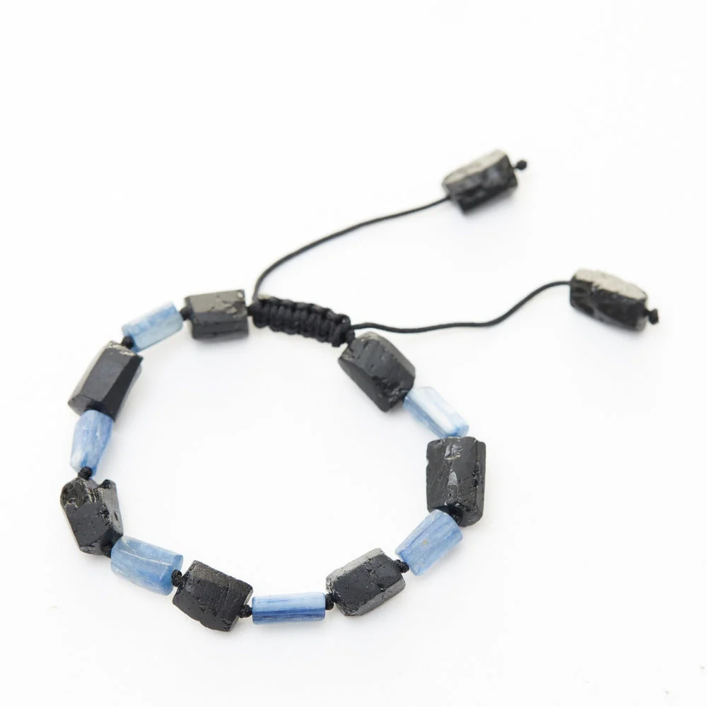 Blue Kyanite and Black Tourmaline Stone Bracelet - Image 2