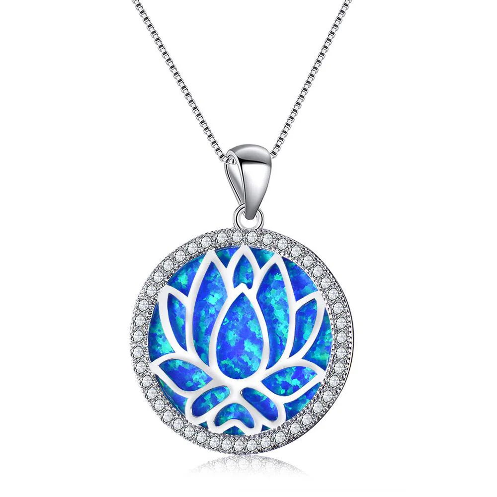Blue Opal Lotus Necklace - Image 2
