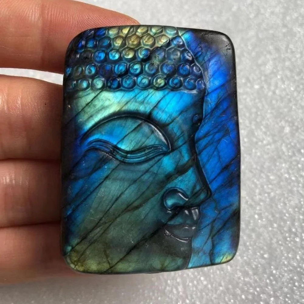 Carved Buddha Labradorite Crystal - Image 3