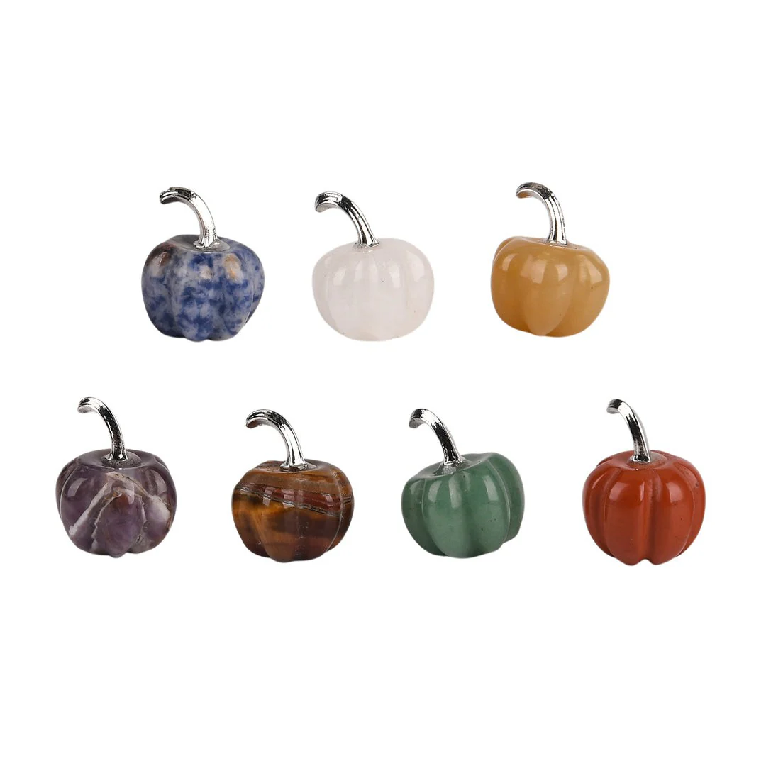 Chakra Mini Pumpkin Set – 7 Stones for Halloween Balance & Protection - Image 2