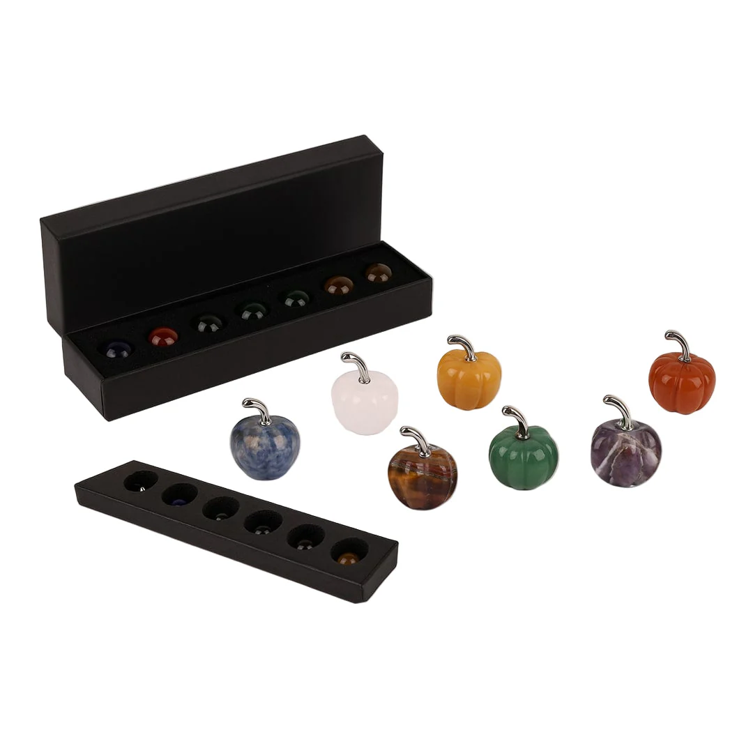 Chakra Mini Pumpkin Set – 7 Stones for Halloween Balance & Protection - Image 3