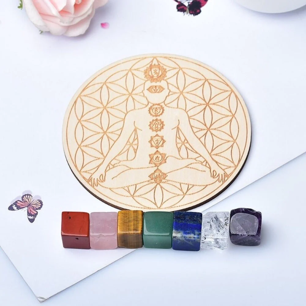 Chakra Stone Set With Wooden Grid Board - Image 2