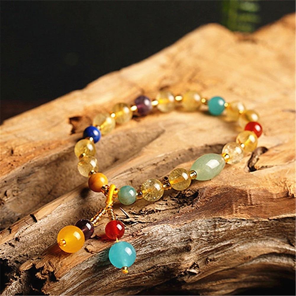 Citrine Crystal 7 Chakra Beaded Bracelet - Image 4