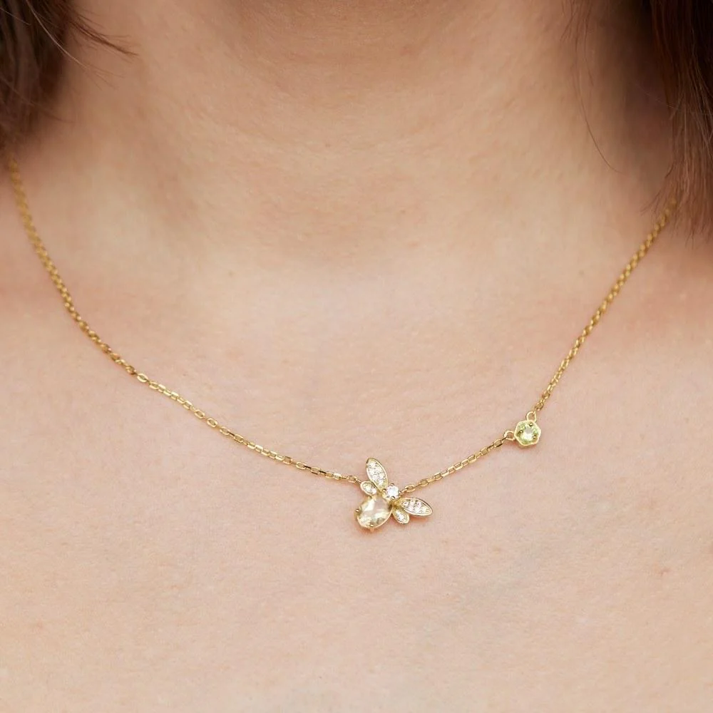 Citrine Gemstone Bee Necklace - Image 4