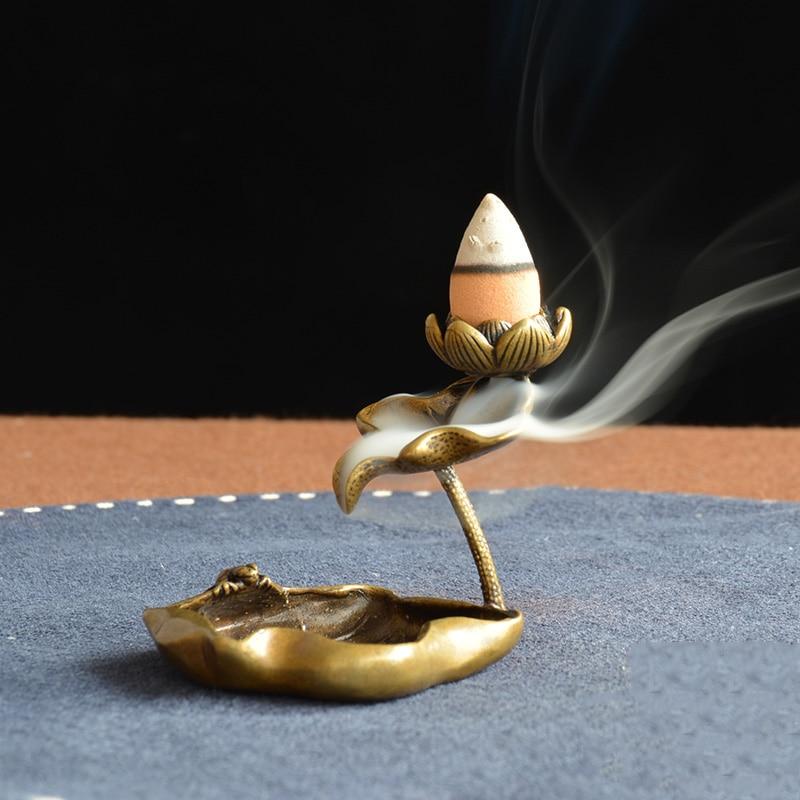 Copper Lotus Backflow Incense Burner