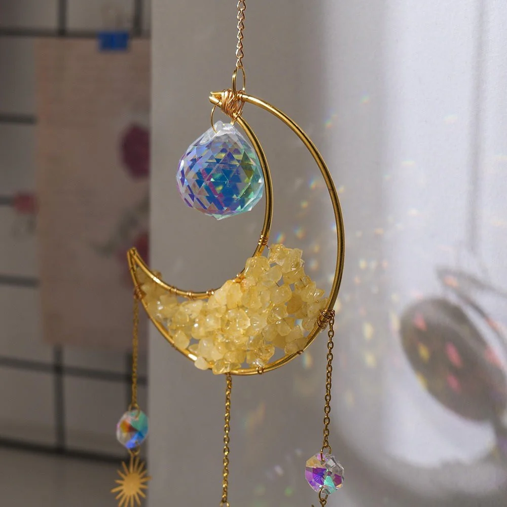 Crescent Moon Gemstones Wind Chime - Image 3