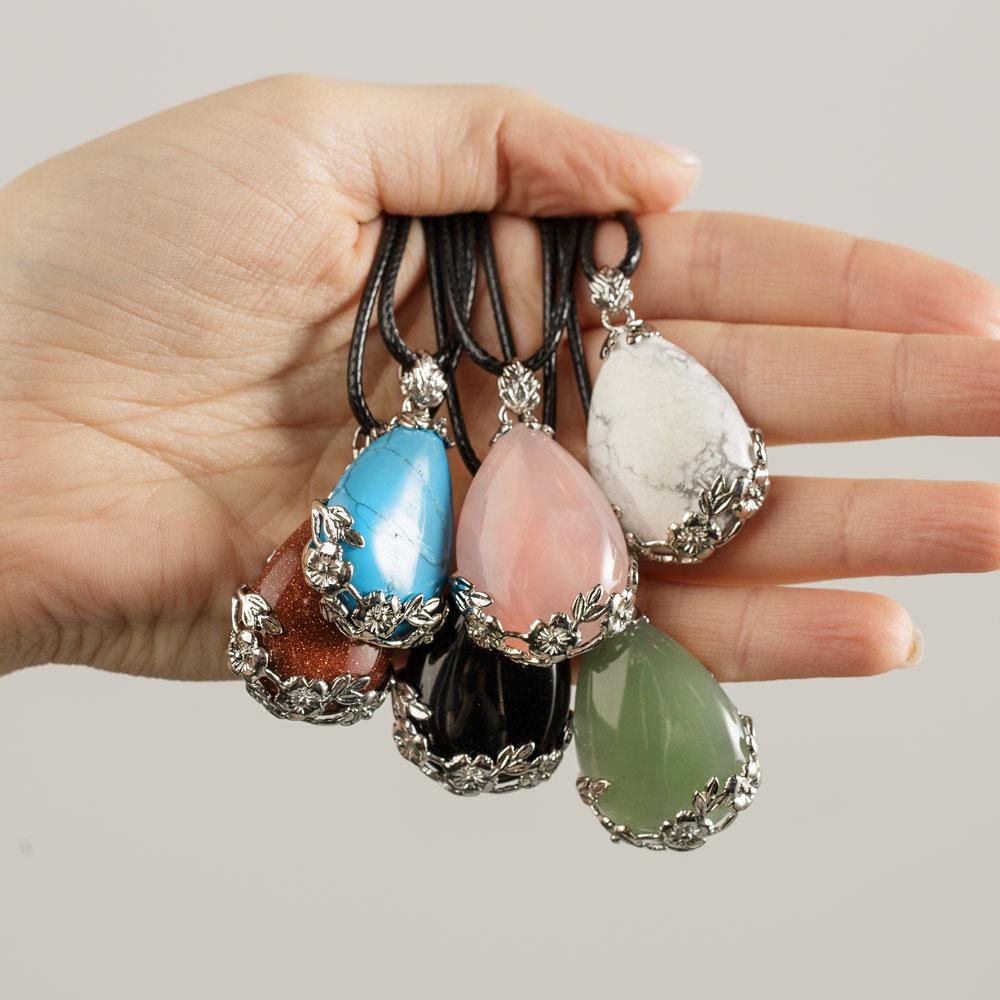 Flower Crystal Teardrop Necklace - Image 3
