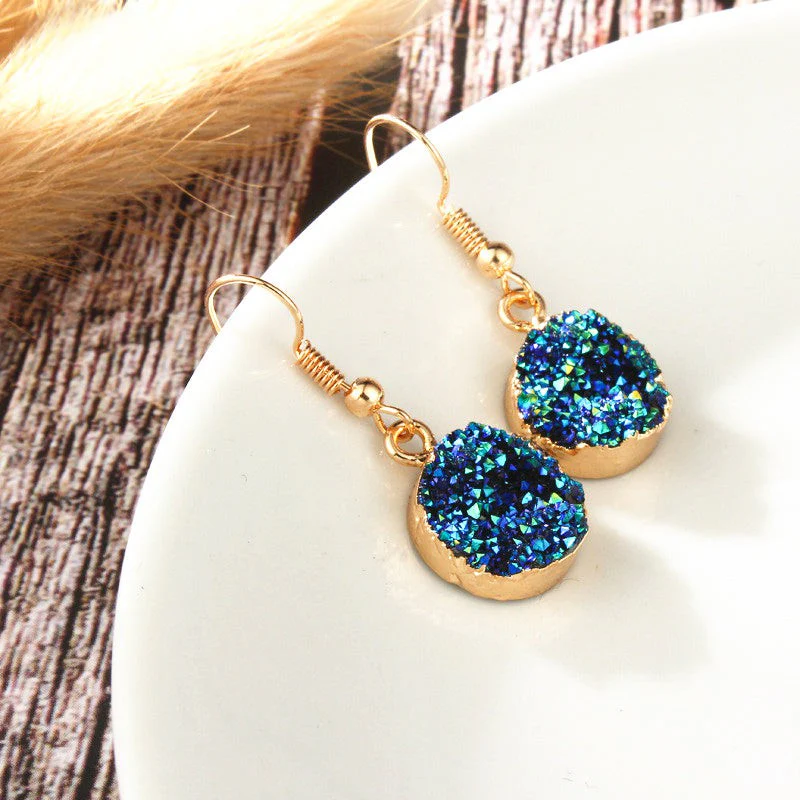 Druzy Rainbow Quartz Earrings - Image 2