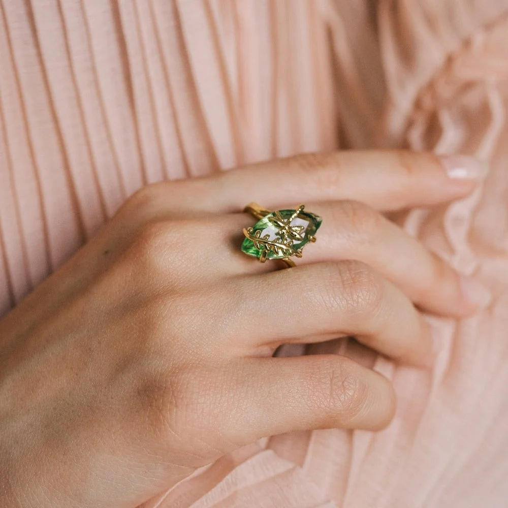Emerald Dragonfly Gemstone Ring - Image 2