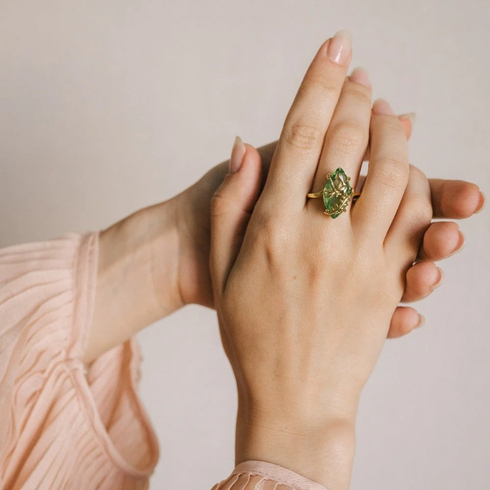 Emerald Dragonfly Gemstone Ring - Image 3
