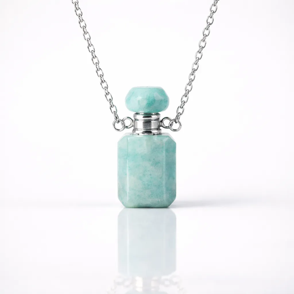 Engraved Gemstone Perfume Bottle Pendant — Embrace the Scent of Spiritual Energy - Image 9