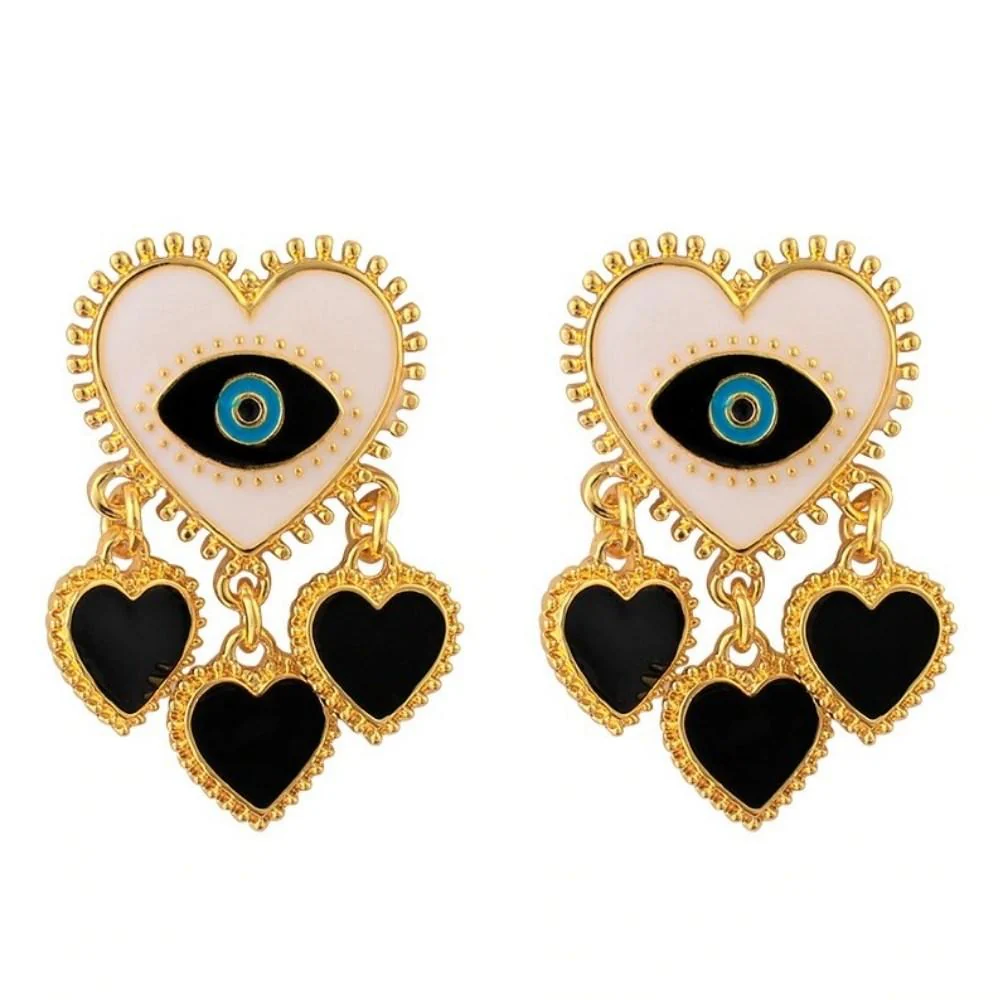Evil Eye Heart Shaped Earrings - Image 3