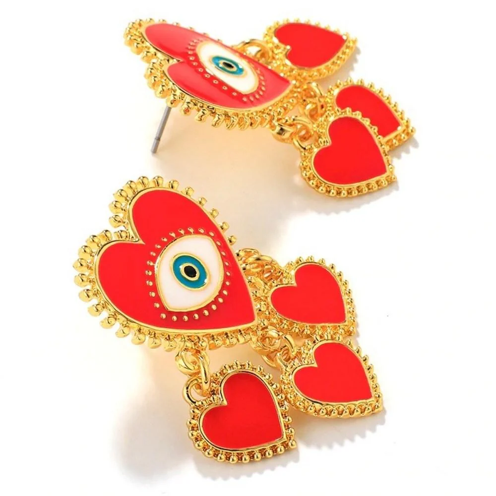 Evil Eye Heart Shaped Earrings - Image 5