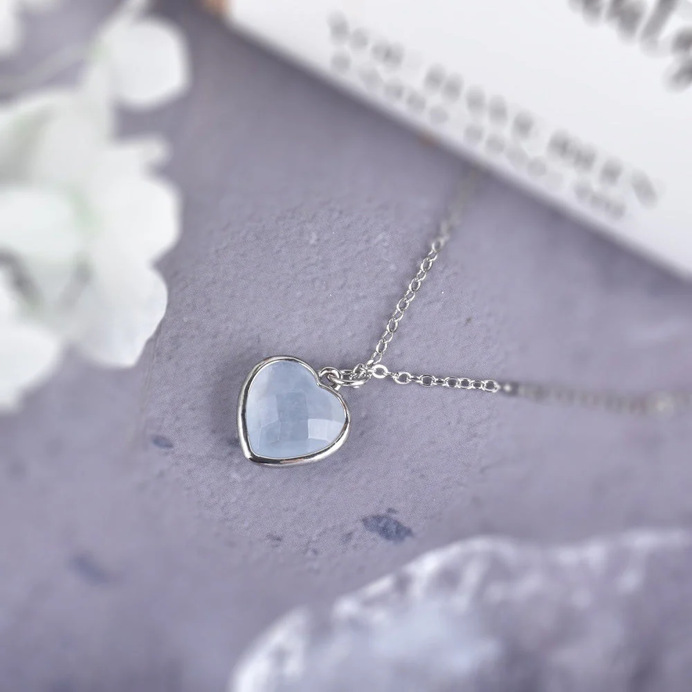 Faceted Aquamarine Heart Pendant - Image 4