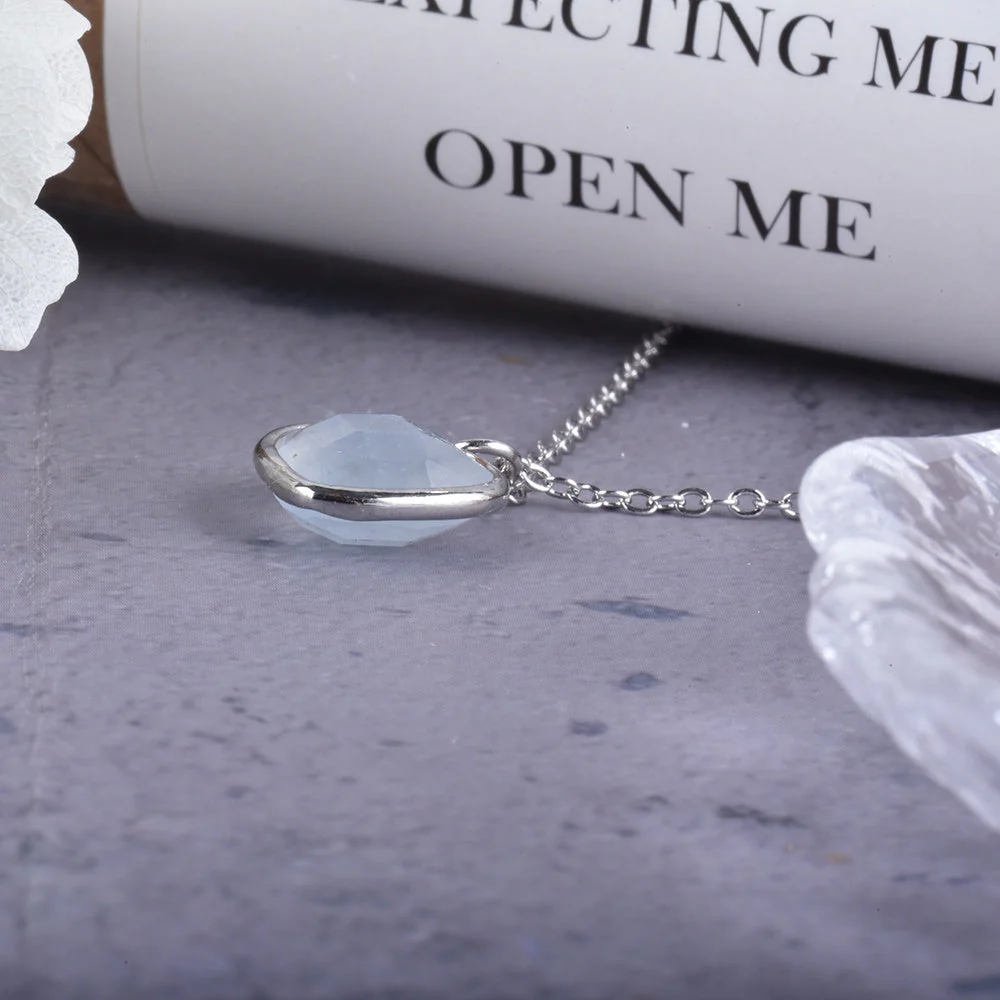 Faceted Aquamarine Heart Pendant - Image 5