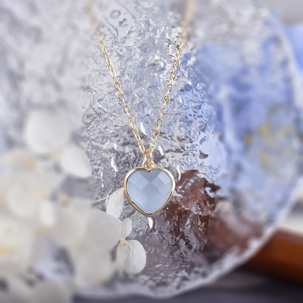 Faceted Aquamarine Heart Pendant - Image 7