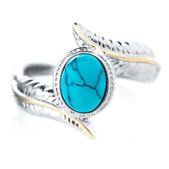 Feather Turquoise Crystal Ring - Image 5