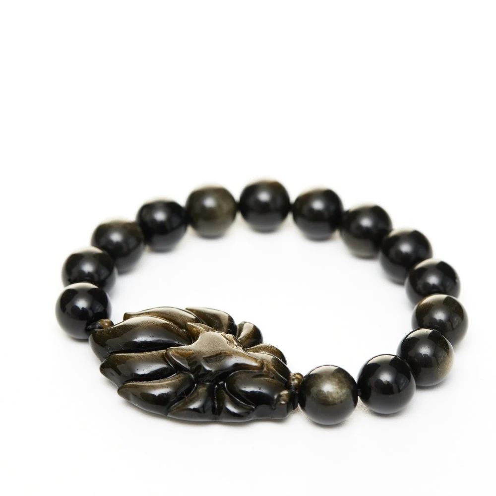 Fox Guardian Black Obsidian Bracelet - Image 4