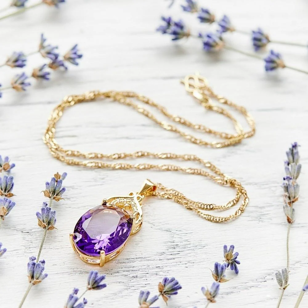 Gold Plated Amethyst Necklace