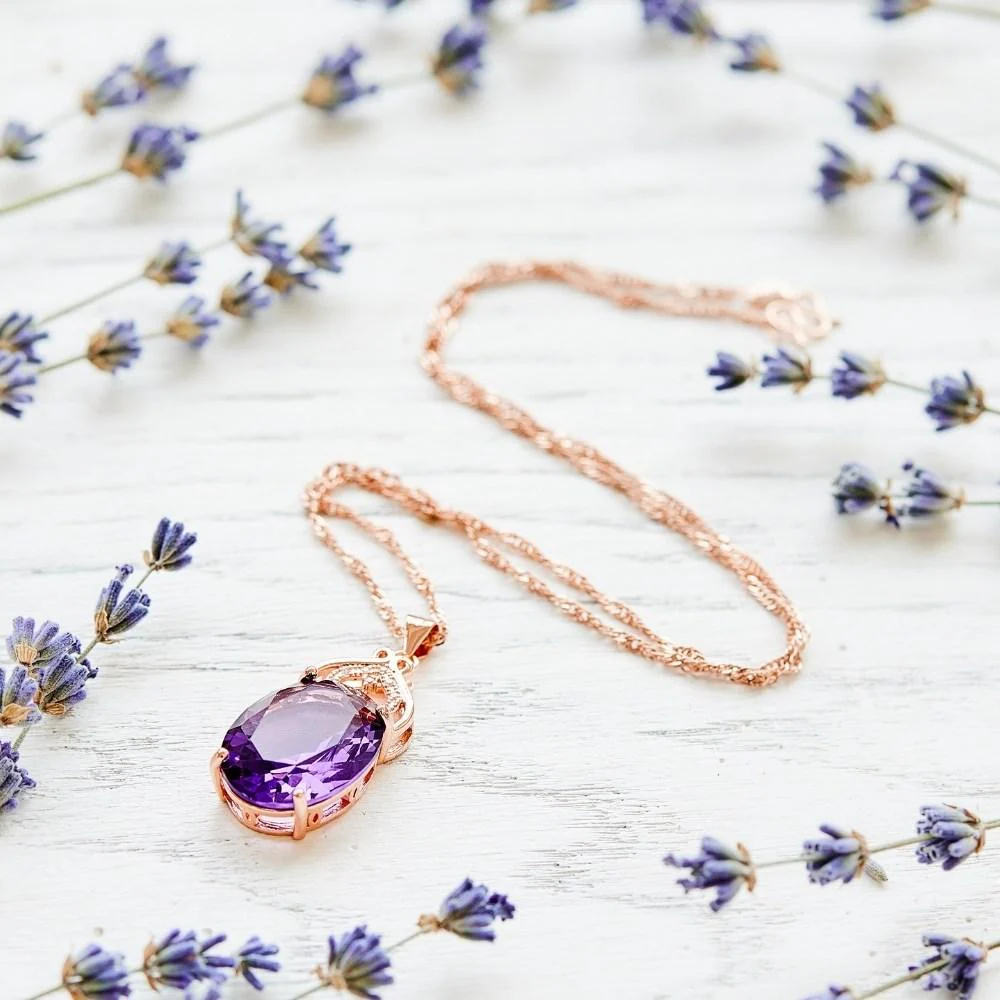 Gold Plated Amethyst Necklace - Image 2