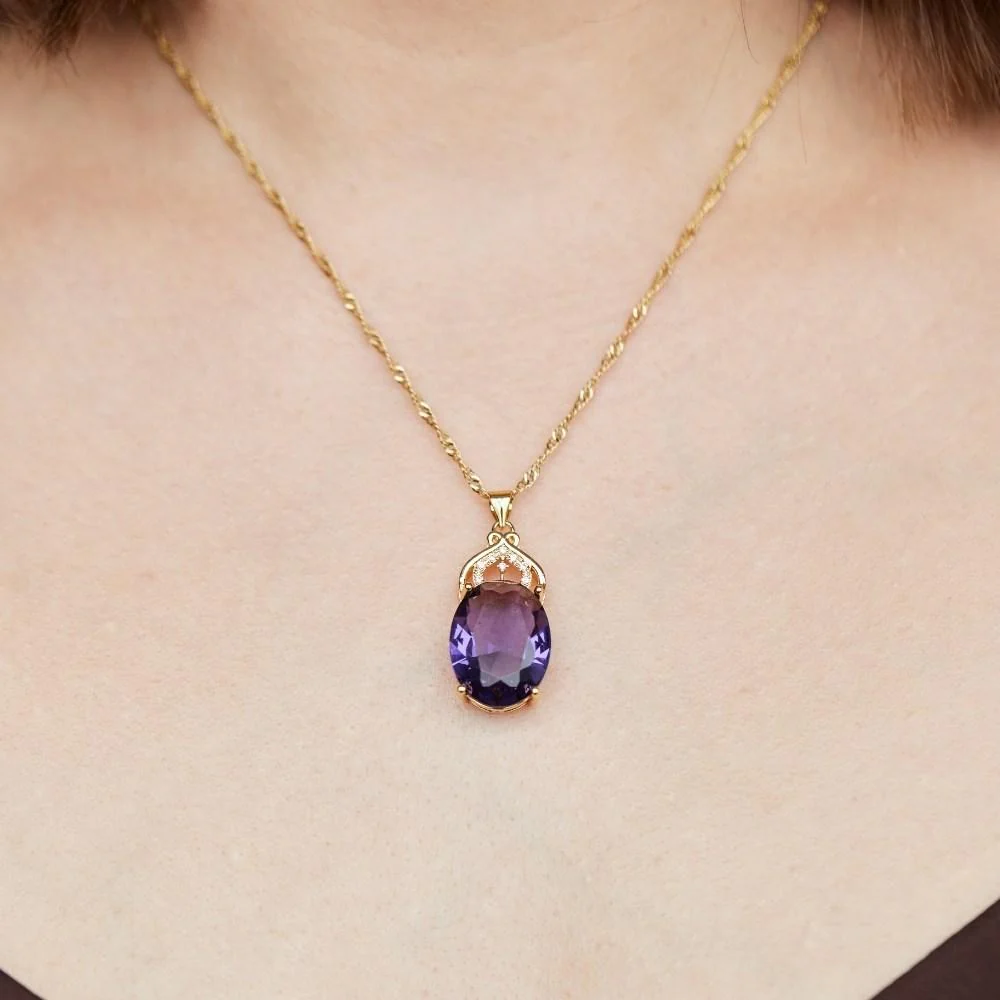 Gold Plated Amethyst Necklace - Image 4