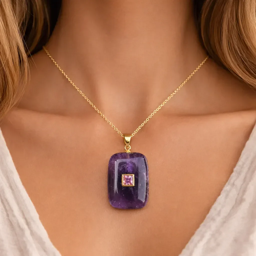 Gold‑Plated Crystal Chakra Pendant — Natural Stone Energy Jewelry - Image 5