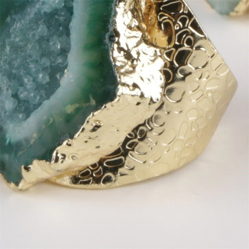 Green Agate Crystal Geode Ring - Image 2
