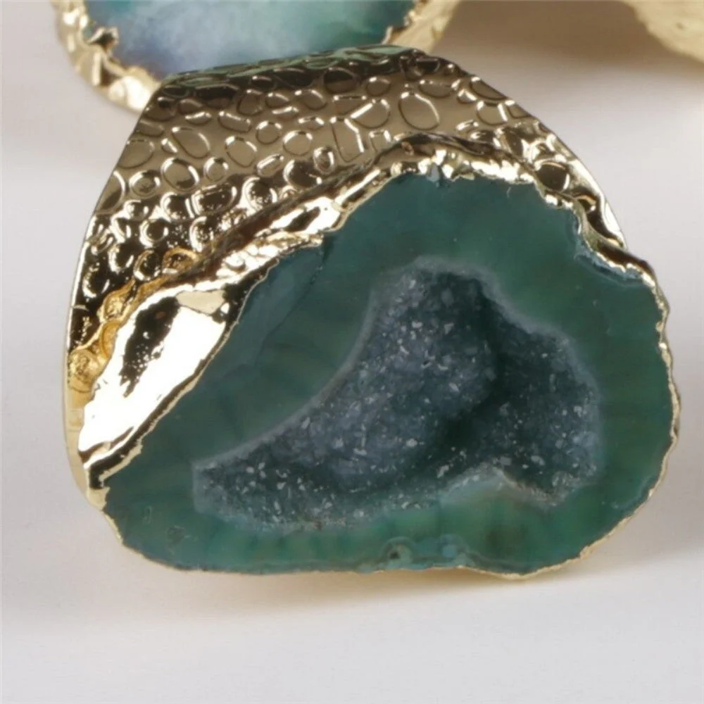 Green Agate Crystal Geode Ring - Image 3