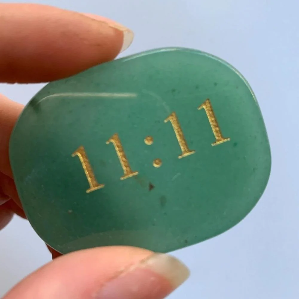Green Aventurine Angelic Number 11 11 Palm Stone - Image 3