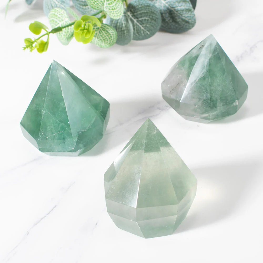 Green Fluorite Crystal Cut Diamond - Image 4
