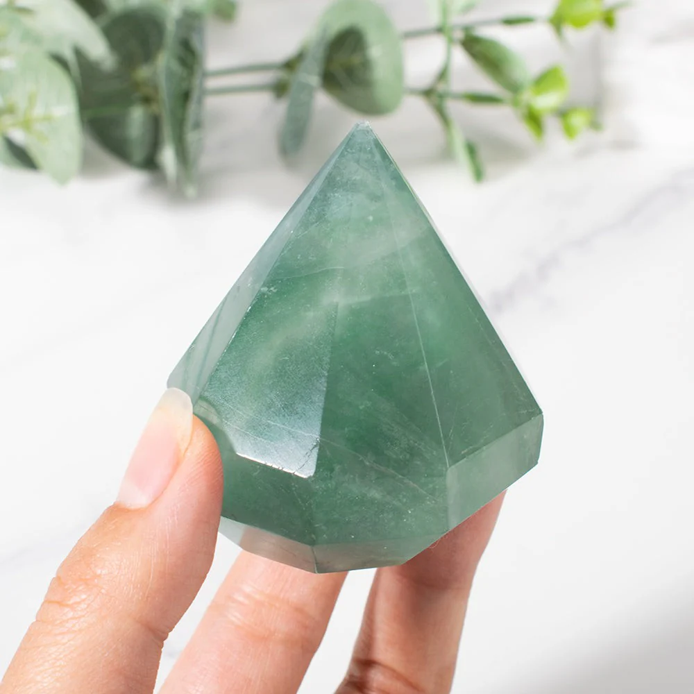 Green Fluorite Crystal Cut Diamond - Image 5