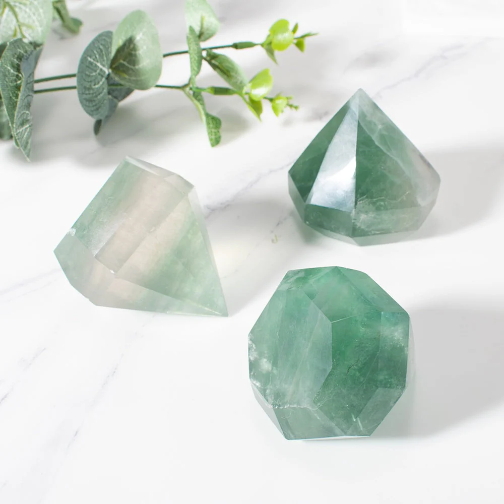 Green Fluorite Crystal Cut Diamond - Image 6