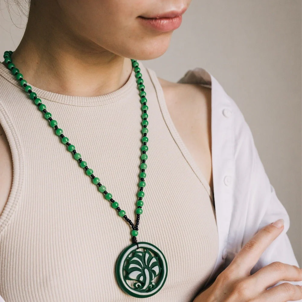 Green Jade Crystal Flower Pendant - Image 2