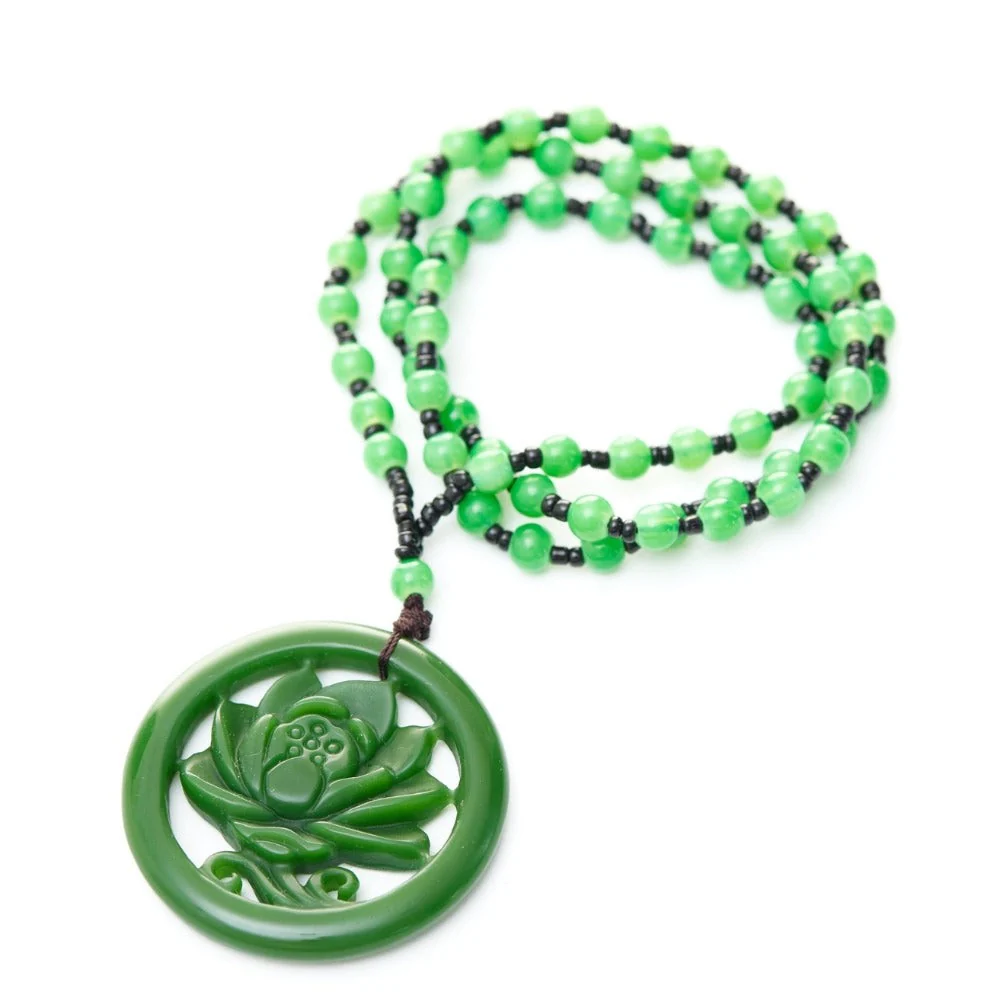 Green Jade Crystal Flower Pendant - Image 3