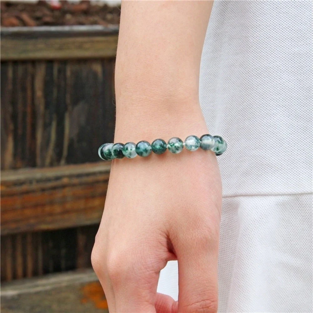 Green Moss Agate Bead Bracelet - Image 2