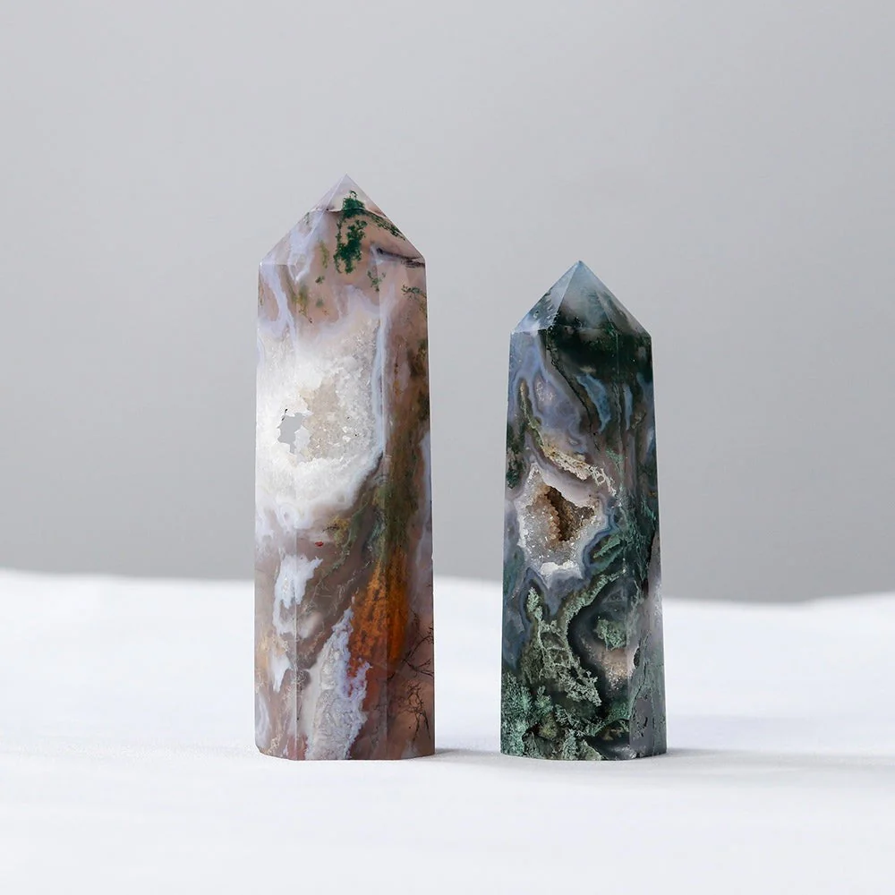 Green Moss Agate Crystal Point - Image 3